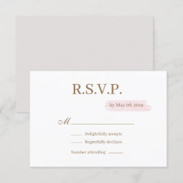 Convite RSVP de Casamento Elegante Branco Dourado Cor-de-Á