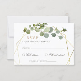 Convite RSVP de Casamento Elegante da Frame Geométrica Dou