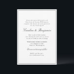 Convite RSVP de Casamento Elegante de Script de Fronteira<br><div class="desc">Convite para Casamento Elegante de Script Clássico Tradicional de Na moda com Limite Estreito em Detalhes de RSVP em Preto e Online</div>