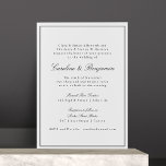 Convite RSVP de Casamento Elegante de Script de Fronteira<br><div class="desc">Convite para Casamento Elegante de Script Tradicional Formal com Limite Estreito em Preto e Detalhes de RSVP Online</div>