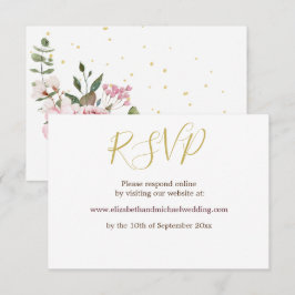 Convite RSVP de casamento elegante rosa floral