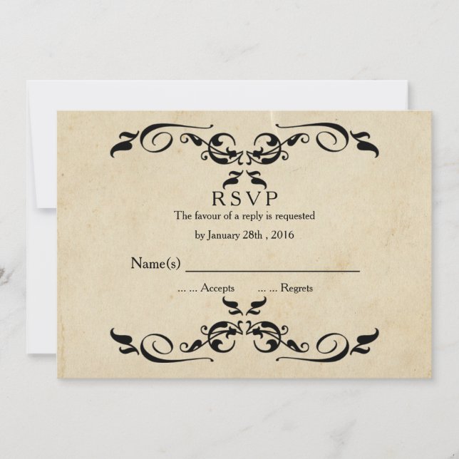 Convite RSVP de Casamento Elegante Vintage (Frente)
