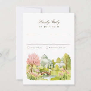 Convite RSVP de Casamento em Aquarela do Jardim Botânico d