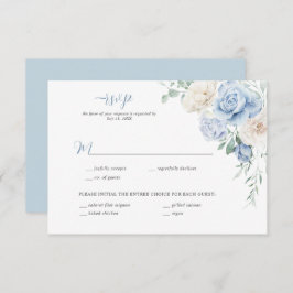 Convite RSVP de Casamento Floral Azul e Branco