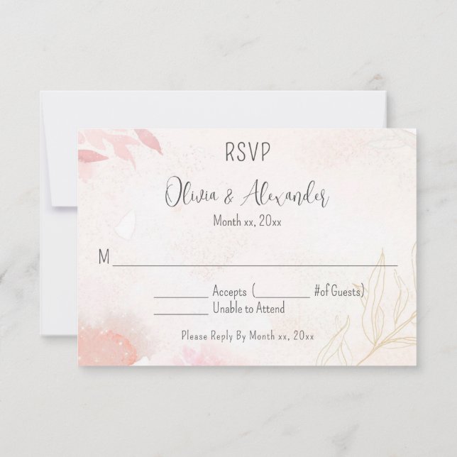 Convite RSVP de Casamento Floral de Blush de Molho de Água (Verso)