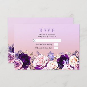 Convite RSVP de Casamento Floral de Rosa de Lilac Purple e