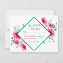RSVP de Casamento Floral Rosa-Rosa-Primavera Elega