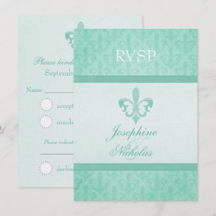 Convite RSVP de casamento formal em verde menta Fleur De L