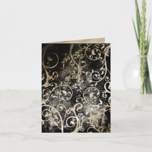 Convite RSVP de casamento gótico danificado damasco grunge