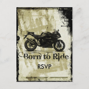 Convite RSVP de Casamento Grunge Biker com Foto