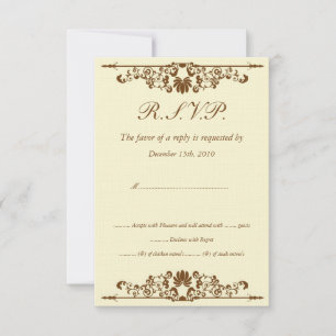 Convite RSVP de Casamento Ilegante Ivory/Brown
