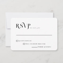 Convite RSVP de Casamento Moderno Chic Preto e Branco do T