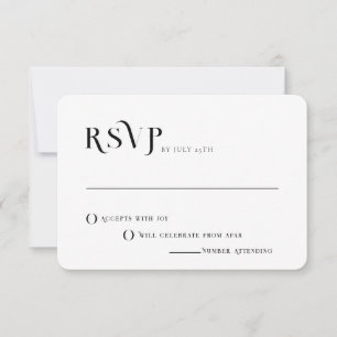 Convite RSVP de Casamento Moderno Chic Preto e Branco do T