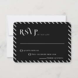 Convite RSVP de Casamento Moderno de Linha Branca e Preta