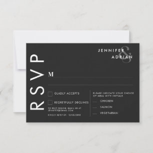 Convite RSVP de Casamento Moderno Elegante Mínimo Eerie Bl