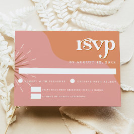 Convite RSVP de Casamento Pensado do Trixie Retro Cor-de-R