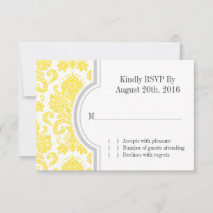 Convite RSVP de Casamento Personalizado do Damasco Amarelo
