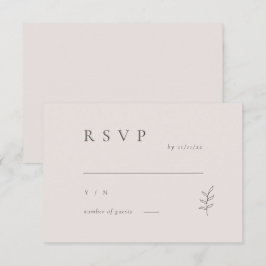 Convite RSVP de Casamento Preto Pink Folha Minimal
