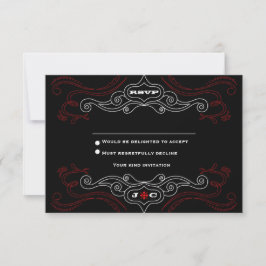 Convite RSVP de Casamento Roll do Red & Black Rock 'n'