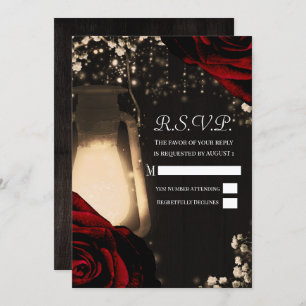 Convite RSVP de Casamento Rustic Glow Lanterna & Rosas ver
