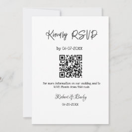 Convite RSVP de casamento simples código QR simples