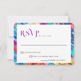 Convite RSVP de Casamento Tropical de Verão da Fuchsia