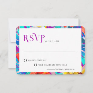 Convite RSVP de Casamento Tropical de Verão da Fuchsia