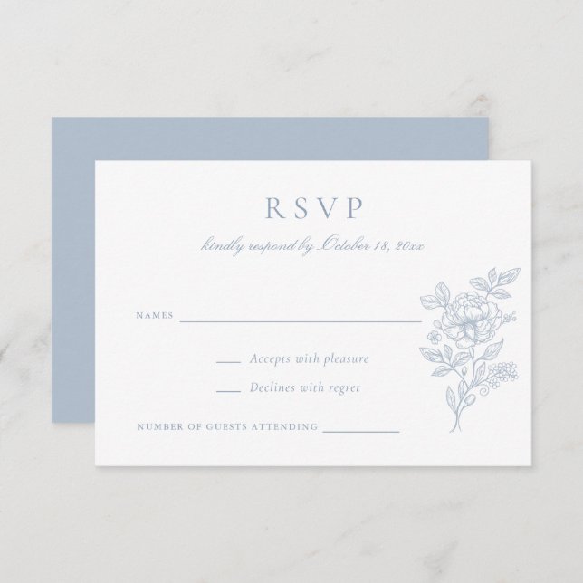 Convite RSVP de Casamento vintage Elegante Floral (Frente/Verso)