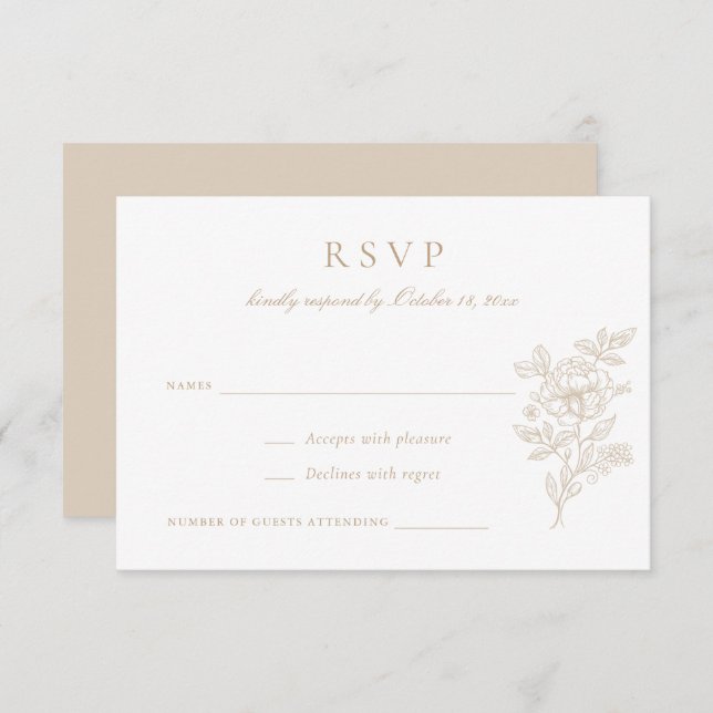Convite RSVP de Casamento vintage Elegante Floral (Frente/Verso)