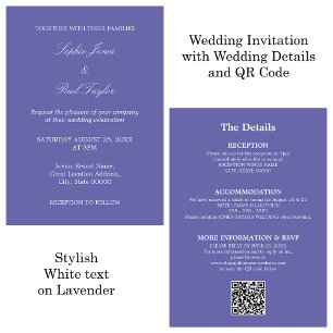 Convite RSVP de Código QR de Casamento de lavanda