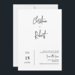 Convite RSVP de Código QR de Foto Mínima de Casamento Mode<br><div class="desc">Este convite de casamento ao estilo moderno minimalista apresenta uma bela tipografia de escrita e fontes serif simples. É perfeito para qualquer tema de casamento. Substitua a foto e o código QR pelo seu na parte traseira do convite para lhe dar um toque pessoal agradável. Se precisar alterar a cor,...</div>