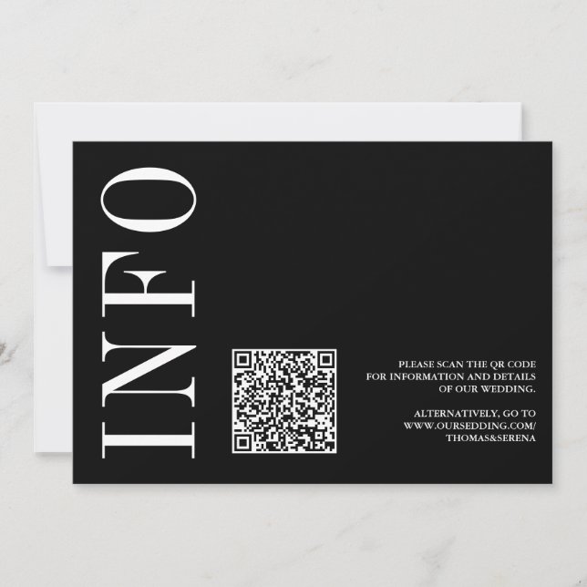 Convite RSVP de código QR monocromático preto e branco (Frente)