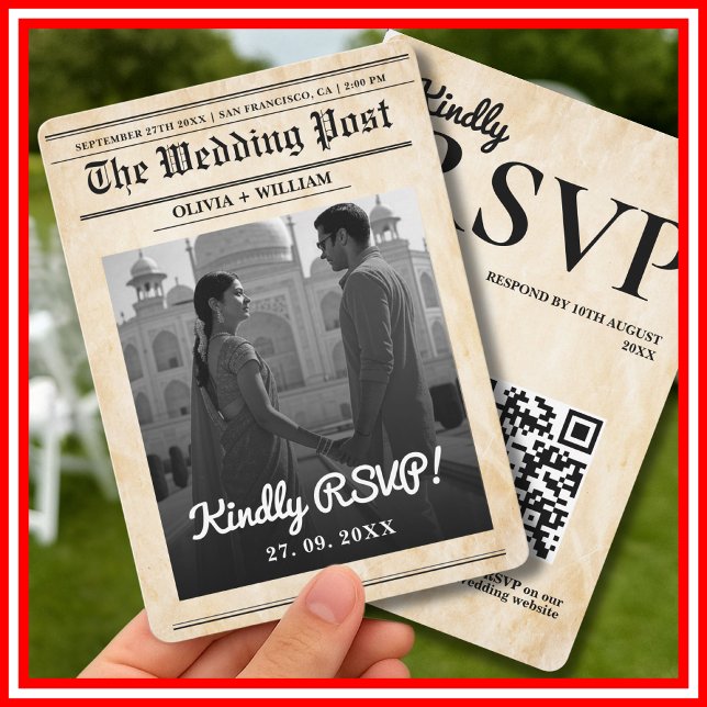 Convite RSVP de Código QR Rustic Elegante de Casamento de  (Criador carregado)