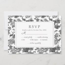 Convite RSVP de Depósito Preto de Toile Elegante Vintage