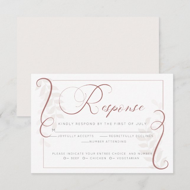 Convite RSVP de Escolha de Média | Caiena e Blush (Frente/Verso)