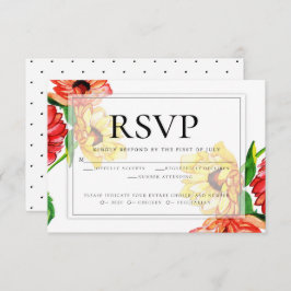 Convite RSVP de Escolha de Média | Floral Amarelo vermelho