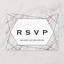 RSVP de Escolha de Menu de Mármore Geométrico em R