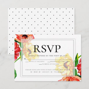 Convite RSVP de Escolha de Refeições  Floral Amarelo
