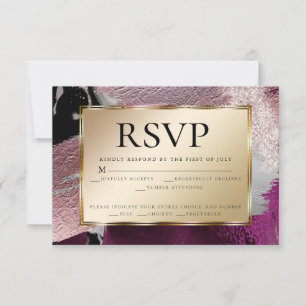 Convite RSVP de Escolha de Refeições Textura Dourada Do
