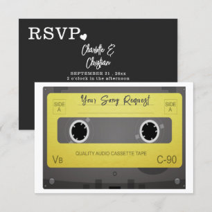 Convite RSVP de Fita de Música Retroativa do Estilo 80s