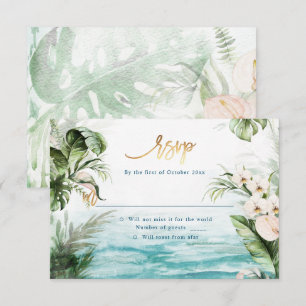 Convite RSVP de Folhagem Tropical da Selva PixDezines