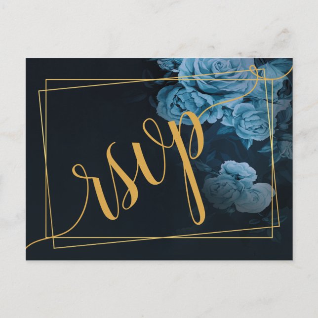 Convite RSVP de Frame Geométrico Dourado Simples C (Frente)