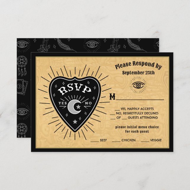 Convite RSVP de Halloween do Conselho Místico Gótico (Frente/Verso)