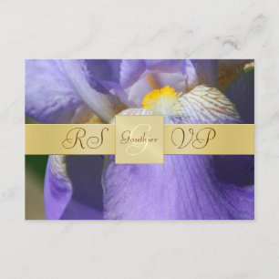Convite RSVP de Íris Roxo do Monograma Dourado
