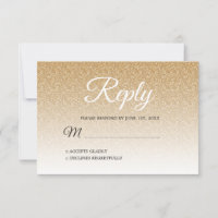 RSVP de Ombre de Glitter Dourado Chic