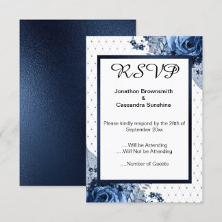 CONVITE RSVP DE PADRÃO DE MARINHO FLORAL SIMPLES E ELEGANT