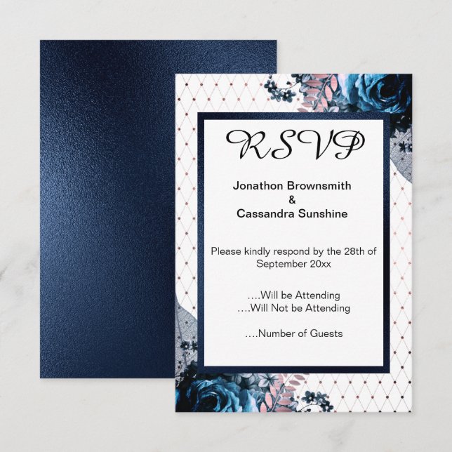 CONVITE RSVP DE PADRÃO FLORAL SIMPLES E ELEGANTE (Frente/Verso)