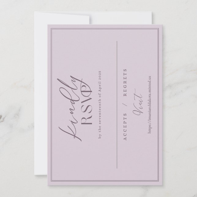 Convite RSVP de Pedido Personalizado Imani e Dakota (Frente)