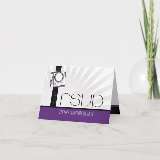 Convite RSVP de Reunião de Classe Personalizável de 40 Ano (Frente)