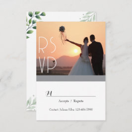 Convite RSVP de Script Greenery Elegante